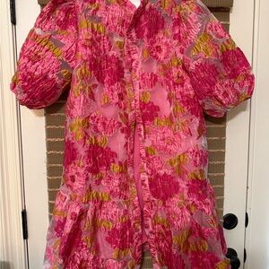 Vibrant Pink and Yellow Floral Dress